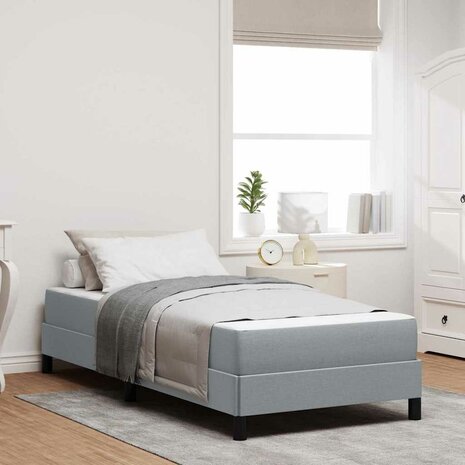 Boxspring bed met matras Lichtgrijs 90 x 200 cm Stof 1