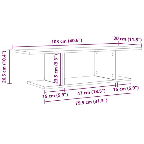 TV-kast Zwart 103 x 30 x 26,5 cm Bewerkt hout 7