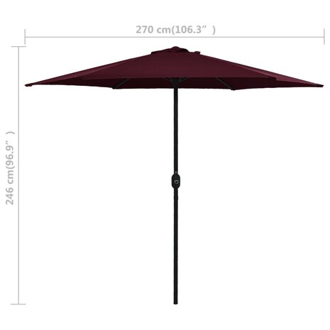 Parasol met aluminium paal 270x246 cm bordeauxrood 6