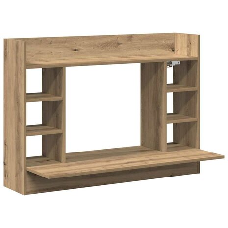 Aan de muur bevestigd bureau met plank artisanaal eikenkleurig 2