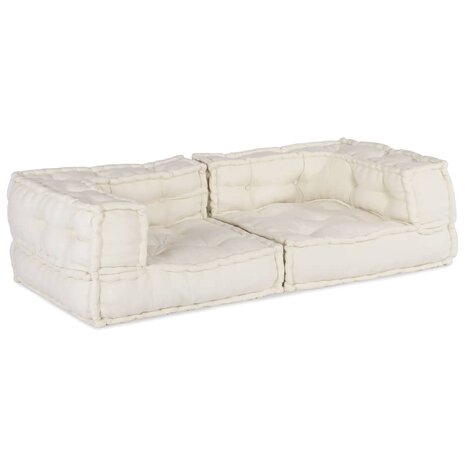 Poef modulair 140x70x36 crèmekleurig stof 1