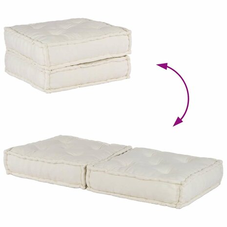 Poef modulair 140x70x36 crèmekleurig stof 5