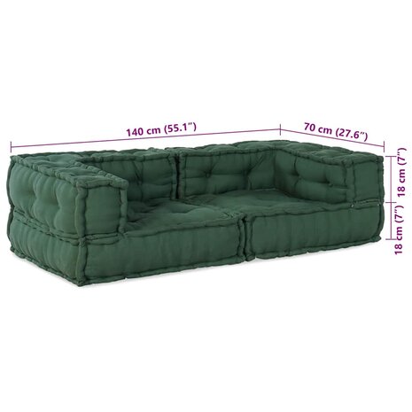 Poef modulair 140x70x36 stof groen 8