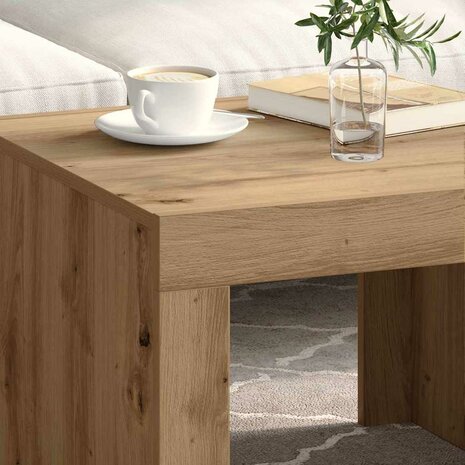 Salontafel artisanaal eikenkleurig Bewerkt hout 4