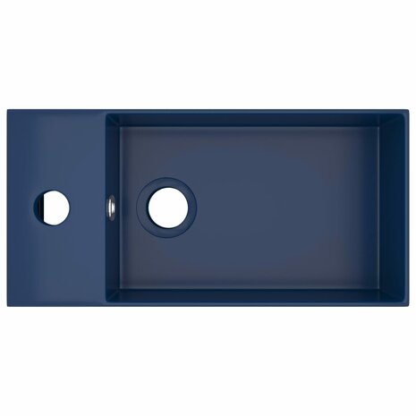 Wastafel met overloop keramiek donkerblauw 3