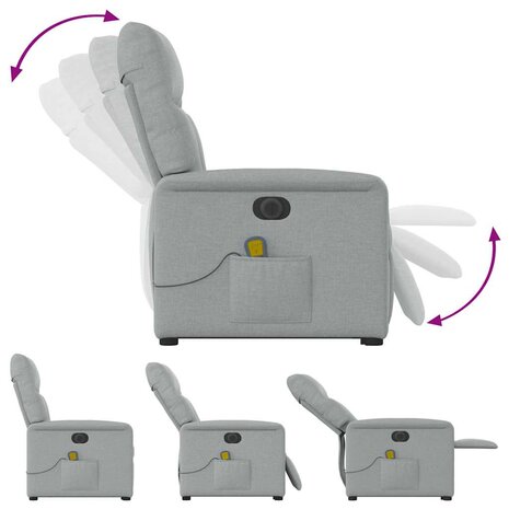 Sta-op-massagestoel elektrisch verstelbaar stof lichtgrijs 8
