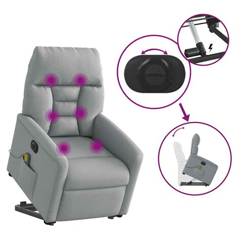 Sta-op-massagestoel elektrisch verstelbaar stof lichtgrijs 9