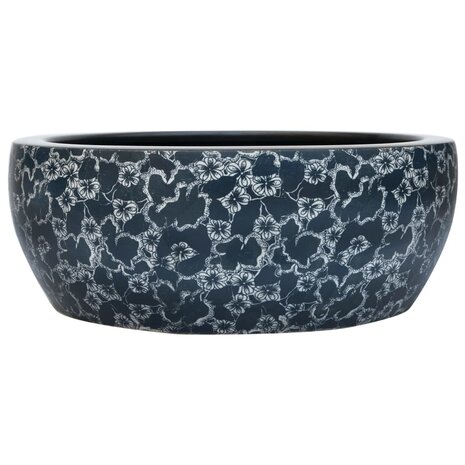 Opzetwasbak rond Φ41x14 cm keramiek zwart en blauw 2