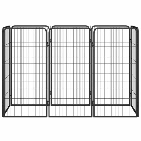 Hondenkennel 8 panelen 50x100 cm gepoedercoat staal zwart 2