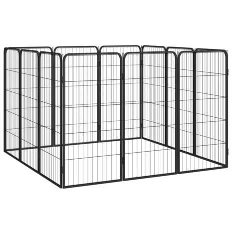 Hondenkennel 12 panelen 50 x 100 cm gepoedercoat staal zwart 3