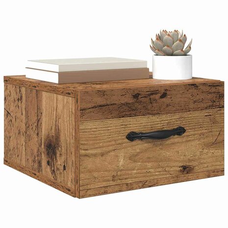 Nachtkastje met lade Oud hout 35 x 35 x 20 cm Bewerkt hout 3