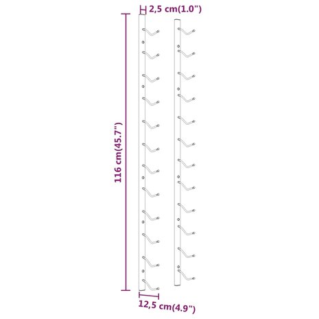 Wijnrek voor 12 flessen wandmontage ijzer wit 5