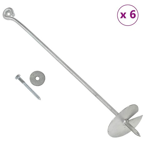 Grondankers 6 st 10x60 cm gegalvaniseerd metaal 1