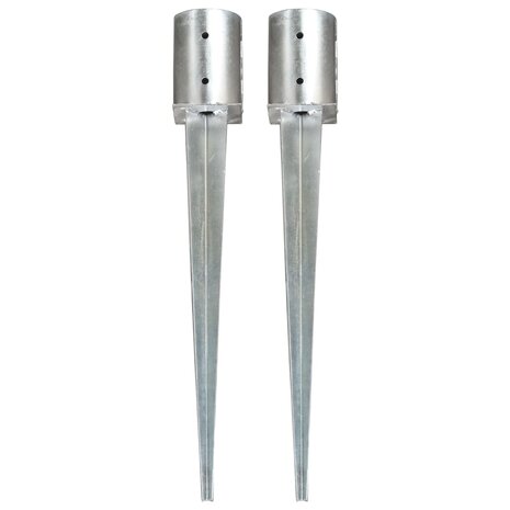 Grondpinnen 2 st 10x76 cm gegalvaniseerd staal zilverkleurig 1