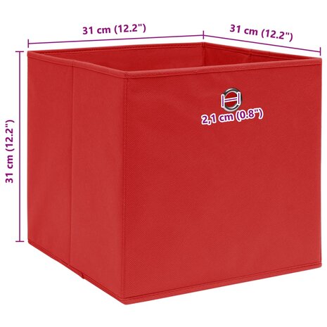 Opbergboxen 10 st 32x32x32 cm stof rood 5