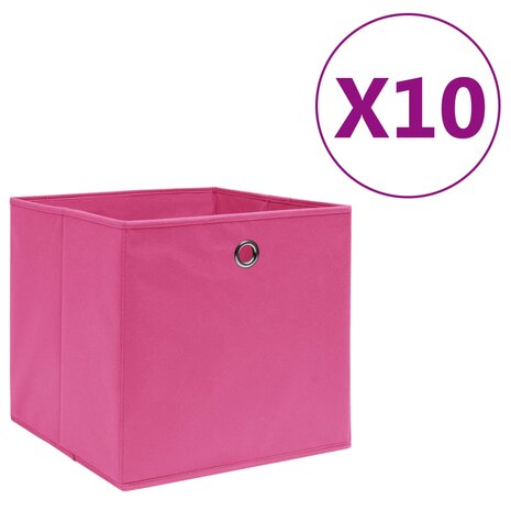 Opbergboxen 10 st 28x28x28 cm nonwoven stof roze 1