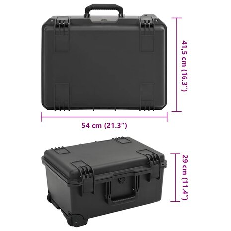 Flightcase draagbaar 54x41,5x29 cm PP zwart 8