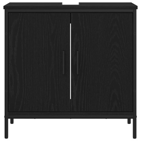 Badkamer wastafelkast Zwart Eiken 60 x 30 x 60 cm Bewerkt hout 6