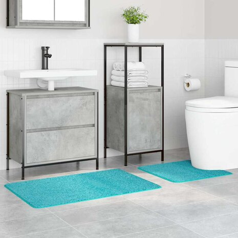 Antislip Badmat Set 2 pcs Turquoise PP 3