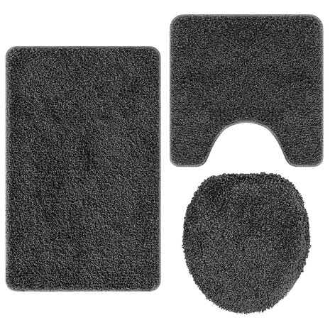 Antislip Badmat Set 3 pcs Donkergrijs PP 2