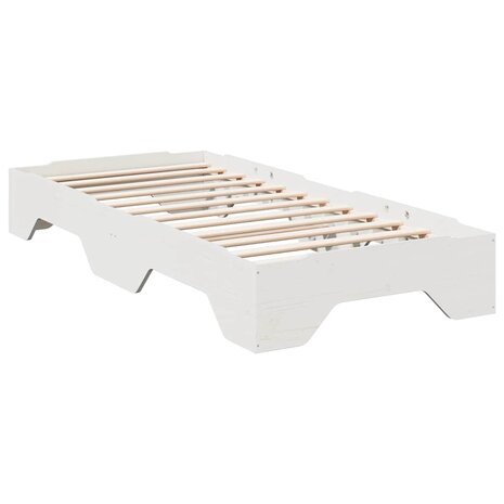 Bedframe zonder matras stapelbaar 90x190 cm massief hout wit 7