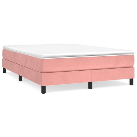 Boxspring bed fluweel roze 140x200 cm 2