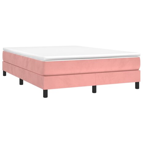 Boxspring bed fluweel roze 140x200 cm 3