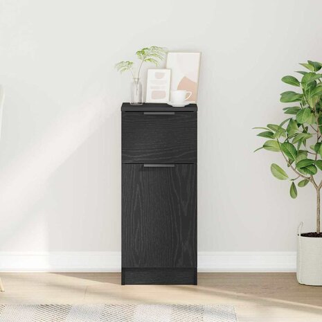 Dressoir met lade Zwart Eiken 30 x 30 x 70 cm Bewerkt hout 4
