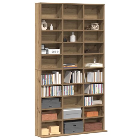 Cd-kast met plank artisanaal eikenkleurig 101 x 23 x 177.5 cm 3