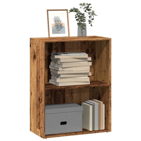 Boekenkast 60x30x77 cm bewerkt hout oud houtkleurig 1