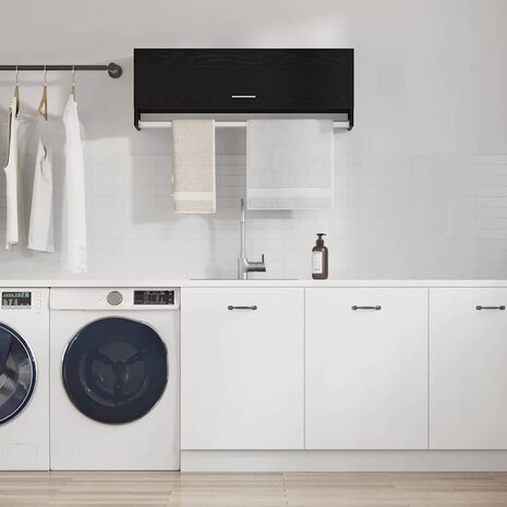 Kledingkast Zwart Eiken 100 x 32,5 x 35 cm Bewerkt hout 1