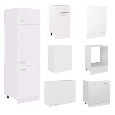 7-delige Keukenkastenset Lyon bewerkt hout wit 4