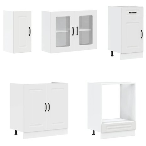 8-delige Keukenkastenset Kalmar bewerkt hout wit 4