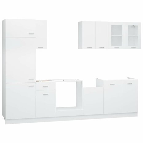 8-delige Keukenkastenset Lyon bewerkt hout wit 3