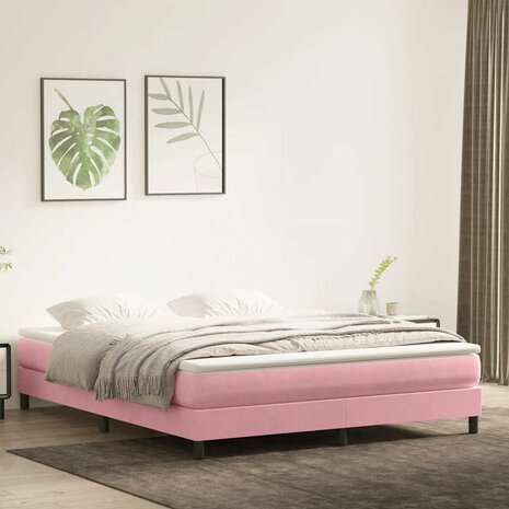 Boxspring zonder matras fluweel roze 180x210 cm 4
