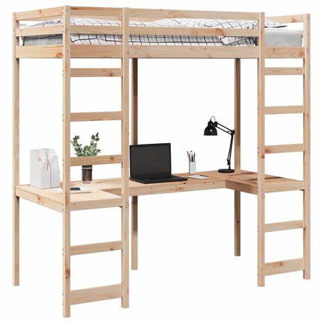 Hoogslaper bedframe Naturel 75 x 190 cm Massief grenenhout 3