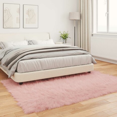 Nep Schapenvacht Tapijt Tafalla Roze 120 x 170 cm Polyester 4
