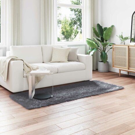 Nep Schapenvacht Tapijt Tafalla Antraciet 80 x 200 cm Polyester 1