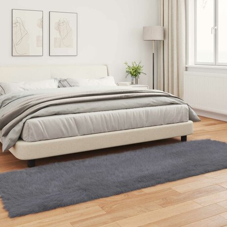 Nep Schapenvacht Tapijt Tafalla Antraciet 80 x 250 cm Polyester 4