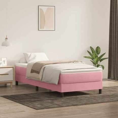 Boxspring zonder matras fluweel roze 100x210 cm 4