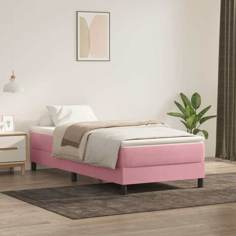 Boxspring zonder matras fluweel roze 100x220 cm 1