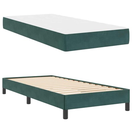 Boxspringbed met matras Donkergroen 90 x 210 cm Stof 5