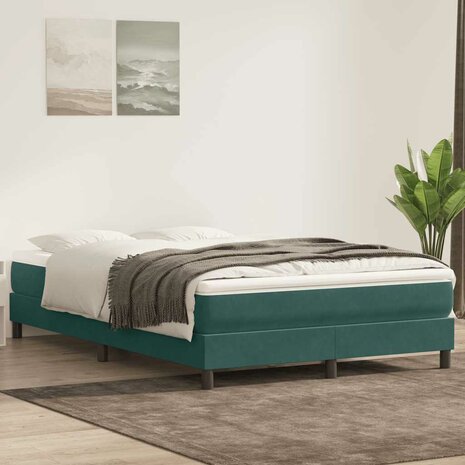 Boxspring zonder matras fluweel donkergroen 140x210 cm 4