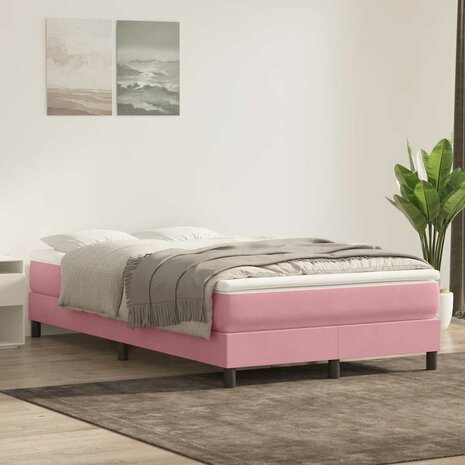 Boxspring zonder matras fluweel roze 120x220 cm 1