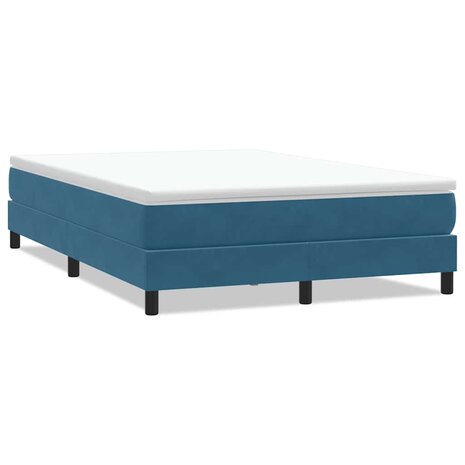 Boxspring zonder matras fluweel donkerblauw 140x220 cm 2