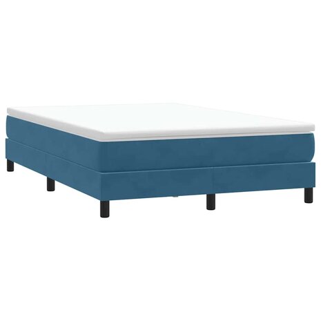 Boxspring zonder matras fluweel donkerblauw 140x220 cm 3