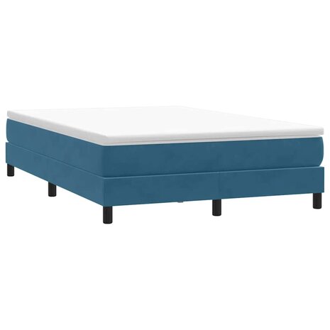 Boxspring zonder matras fluweel donkerblauw 160x220 cm 3