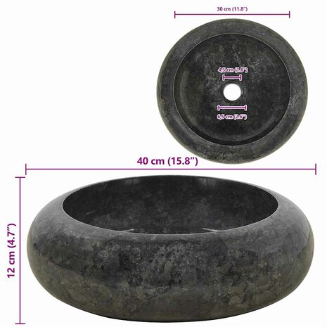 Gootsteen 40x12 cm marmer zwart 9