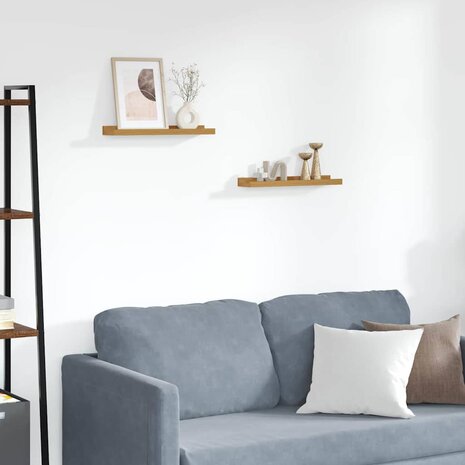 Wandplank met plank 2 pcs Beige 40 x 9 x 3 cm Bewerkt hout 1