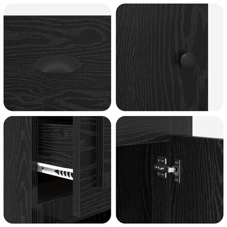 Bijzetkast Zwart Eiken 40 x 50 x 75 cm Bewerkt hout 9